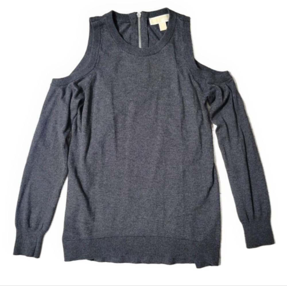 Michael Kors Cold Shoulder Long Sleeve Gray Top Size Medium
